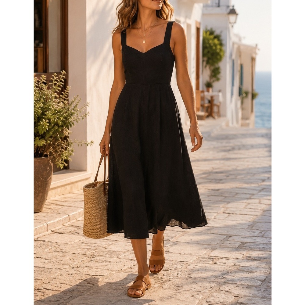old navy summer dresses | | Old Navy Linen Blend Black Midi Dress Xs Smocked Sleeveless Dress Cotton Mini Beach Dress SKU|M-FOLEY-DBL01 sweetheart neckline wide adjustable Kid Size:2T Floral